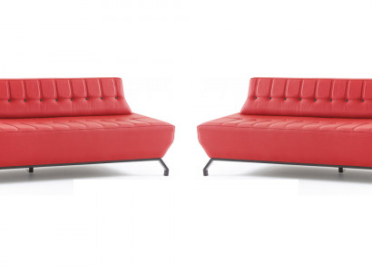 Sofa-set roestvrij staal leer Chesterfield 2-zitsbank leer Art Deco rood