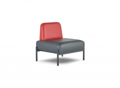 Zwart rood lederen sofa gang hal art deco leren fauteuil roestvrij staal 1-zits stoel
