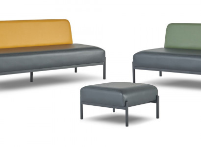 Compleet set 3-zits 2-zits fauteuil zwart geel groen art deco leer