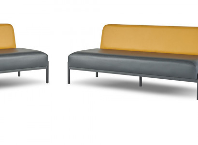 Lederen sofa's Geel Rood Art Deco Roestvrij staal 3-zits Fauteuil Zwart Lederen Set