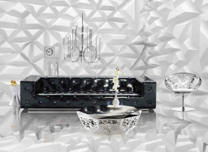 Designer XXL GROTE Sofa met kristallen stenen Lederen Elegante Bekleding Bankstel