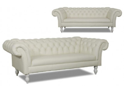 CHESTERFIELD SOFA BANKSTEL STOFFE SET TEXTIEL 3-ZITTER NIEUW GEMAAKT IN EU