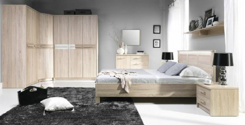 Compleet bed kledingkast slaapkamer set kast bed commode - Cremona 3