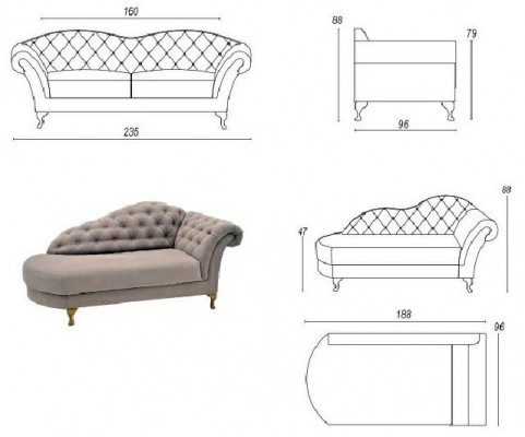 Chesterfield bankstellen bank bekleding set chaise longue klassieke stijl bank