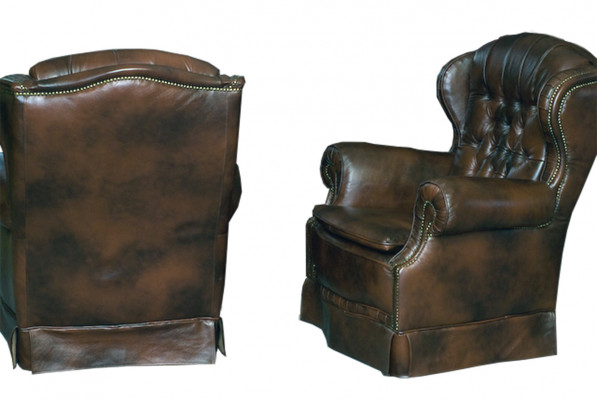 Chesterfield stoel oorfauteuil TV-fauteuil bank relax leren sofa zitter nieuw