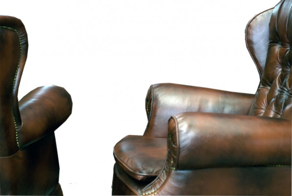 Chesterfield stoel oorfauteuil TV-fauteuil bank relax leren sofa zitter nieuw