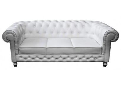 Chesterfield Bankstel Sofa Garnituur 3-Zits Bekleding Leren Banken WHITTBY