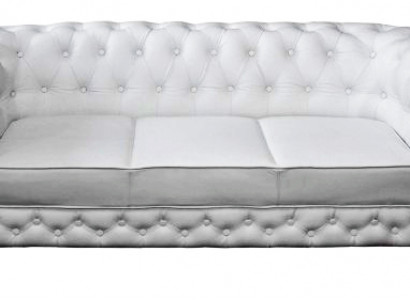 Chesterfield Bankstel Sofa Garnituur 3-Zits Bekleding Leren Banken WHITTBY