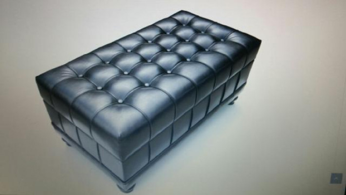 Chesterfield voetenbank hocker ottomaan pufa voetsteun bekleding leer textiel