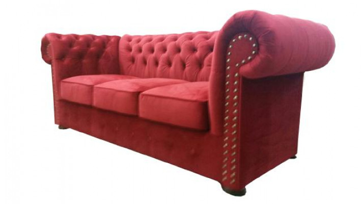 Chesterfield Sofa Bank Bekleding Textiel Stof 3-zits Set Designer Banken Banken