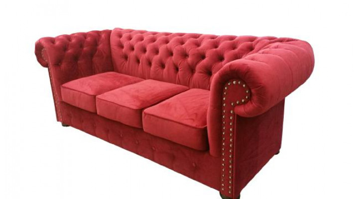 Chesterfield Sofa Bank Bekleding Textiel Stof 3-zits Set Designer Banken Banken