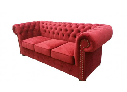 Chesterfield Sofa Bank Bekleding Textiel Stof 3-zits Set Designer Banken Banken