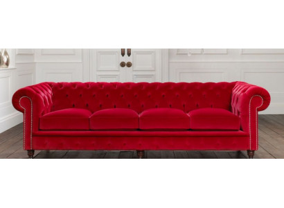 Chesterfield Grote Sofa Bank Textiel Fluweel Bekleding Sofa's 4-Zits XXL Banken Nieuw