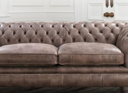 Chesterfield Sofa Bankstel Bekleding Set 3-zits Zitplaats Leder Textiel 161013-24