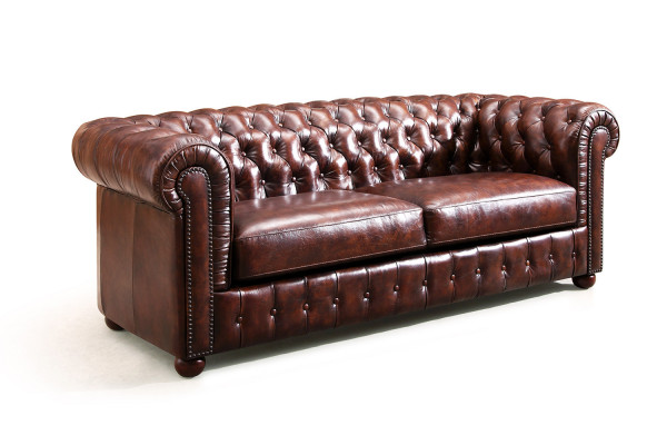Chesterfield Sofa Bank Polster 3-Zits Set Leder Textiel Bankstellen Nieuw