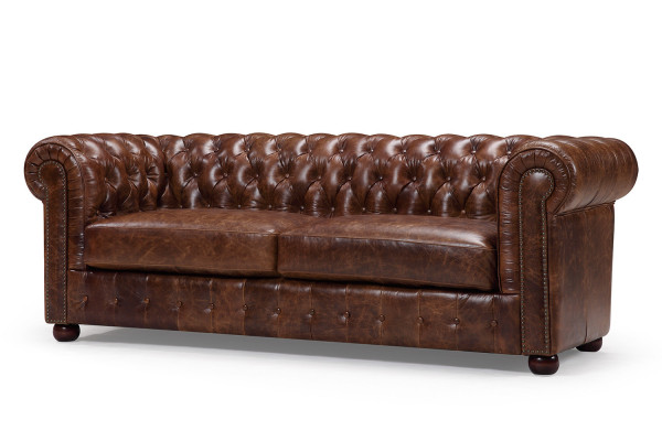 Chesterfield Sofa Bank Polster 3-Zits Set Leder Textiel Bankstellen Nieuw