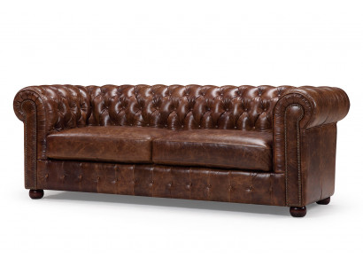 Chesterfield Sofa Bank Polster 3-Zits Set Leder Textiel Bankstellen Nieuw