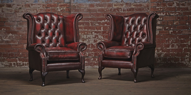 Echter Chesterfield oorfauteuil fauteuil bank sofa bekleding zit lounge antiek