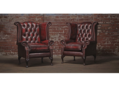 Echter Chesterfield oorfauteuil fauteuil bank sofa bekleding zit lounge antiek