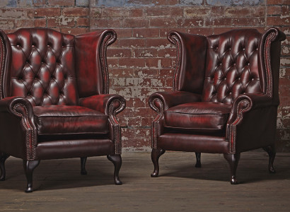 Echter Chesterfield oorfauteuil fauteuil bank sofa bekleding zit lounge antiek