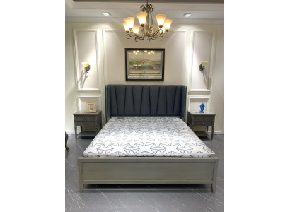 Ontwerp slaapkamer 3-delig. Bed 2x nachtkastjes Beddenset Hout Nachtkastje Grijs