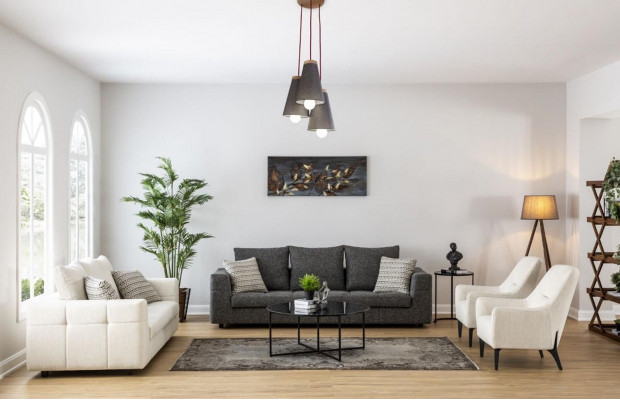 Luxe moderne bankstel van 3 zits wit gestoffeerde stof zit bank ontwerp bankstellen