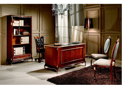 Klassiek kantoorschrijftafel bureau tafel houten stoel 2-delige set barok.