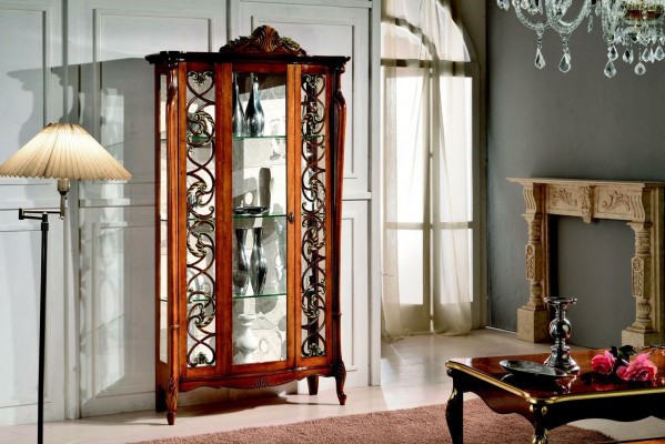 Klassieke vitrinekast ontwerp Kasten Planken Glaskast Italiaanse meubels Nieuw