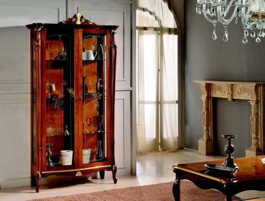 Italiaanse meubels Hout Klassiek Stijl Ontwerp Vitrinekast Plank Kasten