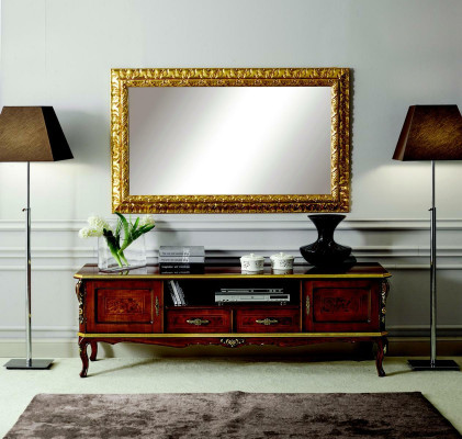 Luxe 2-delige Set Sideboard Lowboard RTV Spiegel Italiaanse houten meubels Houten meubels.