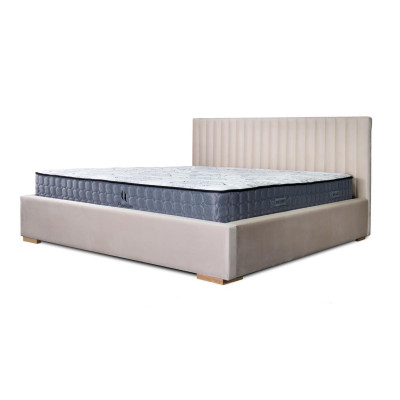 Bed Beige Double bed Wood Modern Elegant bed Upholstered fabric Bedroom New
