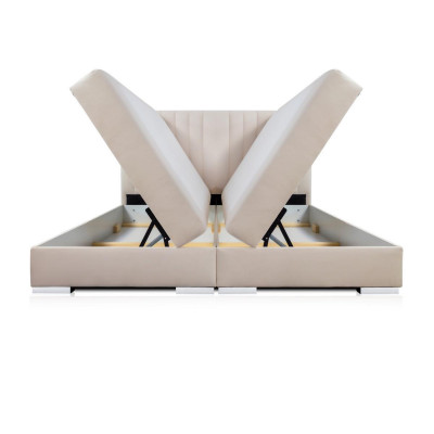 Comfortabel en functioneel bed is gemaakt van hoogwaardig materiaal in een moderne stijl.