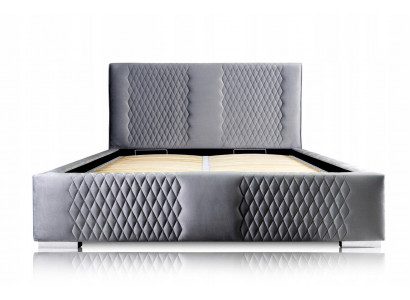 Bed Grijs Tweepersoonsbed Modern Elegant Bed Bekleed Stof Slaapkamer Modern Nieuw