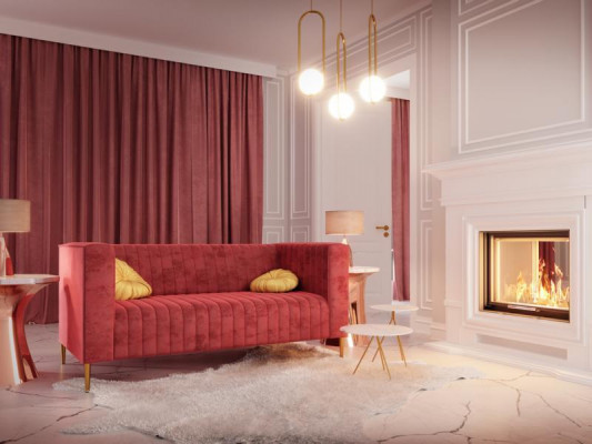 Bankstel 2-zits roze woonkamer modern design luxe houten meubels gestoffeerd stof nieuw