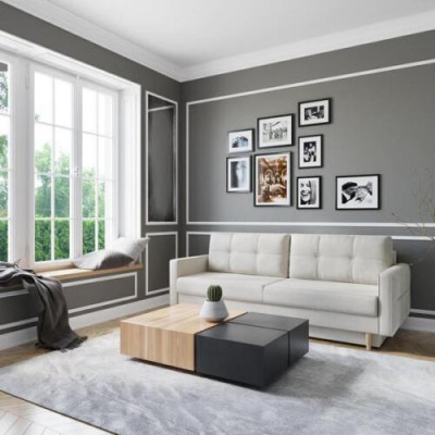 Bank 3-zits Wit Bankstellen Zitkamer Modern Design Beklede Stof Luxe Nieuw