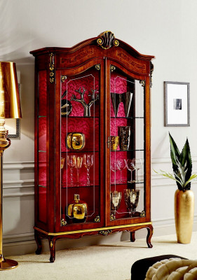 Vitrine Houten Kast Glazen Kasten Italiaanse Stijl Meubels Dressoir Plank Barok