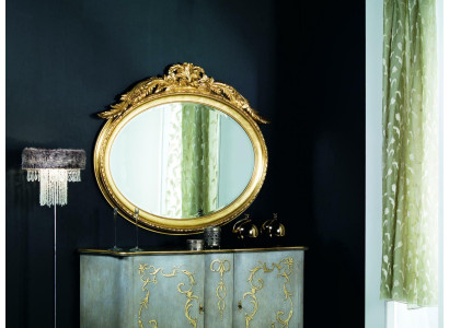 Ovale spiegel wandspiegel met de hand gemaakt houten lijst glas barok rococo goud
