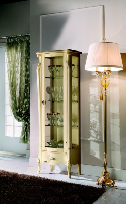 Klassieke meubels Italiaanse meubels Hout Beige Vitrine Stijlvolle vitrinekast Nieuw