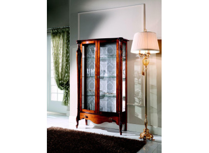 Luxe Italiaanse meubels Klassieke meubels Hout Bruine Vitrine Chique vitrinekast