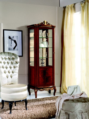 Klassieke meubels Hout Bruin Vitrine Chic Luxe vitrinekast Italiaanse meubels