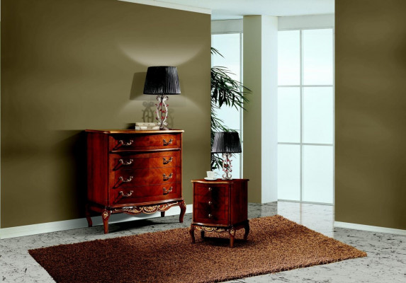 Luxe Italiaanse meubels Grote commode kast met 4 laden Hout Bruin