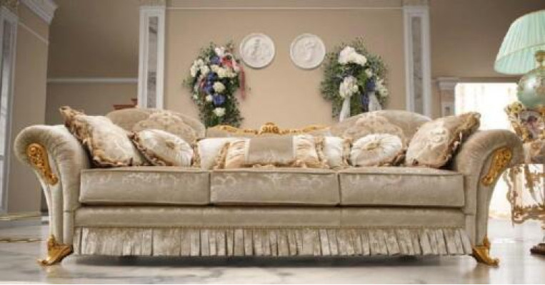 Sofa Ontwerp Driezitsbank Gestoffeerde 3-zitsbank Woonkamer Meubels Beige Banken Stof