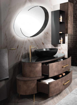 Ontwerp badkamermeubels Bad 2-delige Set garnituur dressoir wastafel Zwart.
