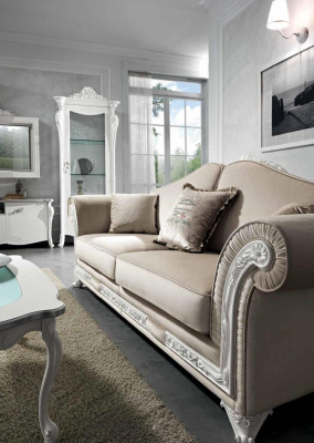 Bankstel 3-zits Woonkamer meubilair Driezitsbank Italiaanse luxe meubels Stof
