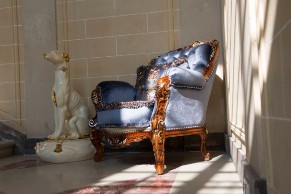 Ontwerp Luxe Klassieke Stoffen Fauteuil 1-Zits Bank Beklede Banken Eenzits