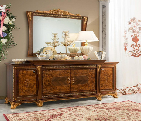 Sideboard met spiegel Dressoir Sideboards Houten kast Meubels Ladenkast Bruin Nieuw