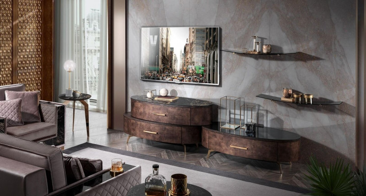 Ontwerp woonkamer wandmeubel dressoir 2x muurplank rtv ladekast dressoir 4-delig set RTV