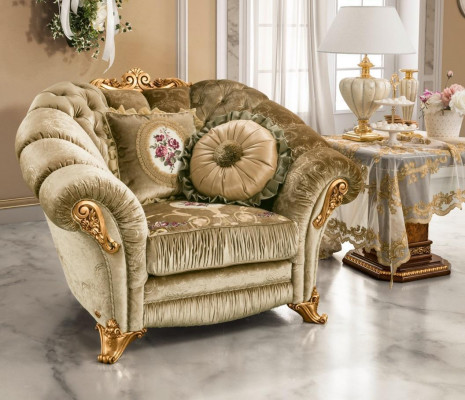 Ontwerper Armstoel Gestoffeerde Bank Zitter Barok Rococo Woonkamer Fauteuil Lounge