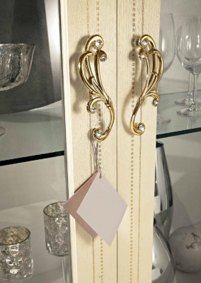 Vitrine Beige Kast Eetkamer Boekenkast Meubels Massief Hout Glazen Kast Nieuw