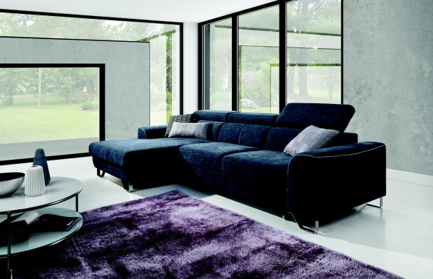 Stof Bank Bankstel Bekleding Hoek Ontwerp Garnituur Blauwe Woonlandschap Textiel